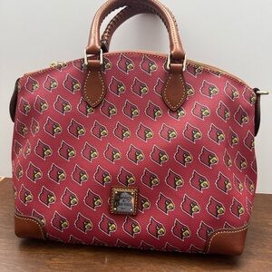 Dooney & Bourke Red Louisville Cardinals Dome Satchel with Brown Trim